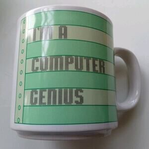 RARE Vintage I'm a Computer genius Coffee Cup Mug Made By Papel USA 91605